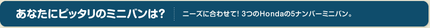 ���Ȃ��Ƀs�b�^���̃~�j�o���́H�@�j�[�Y�ɍ��킹�āI 3��Honda��5�i���o�[�~�j�o���B