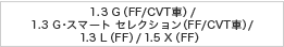 1.3 GiFF/CVTԁj/ 1.3 GEX}[g ZNViFF/CVTԁj/ 1.3 LiFFj/1.5 XiFFj