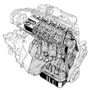 イラスト:1.6L 16バルブ PGM-FIエンジン 
