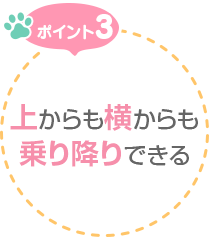 ポイント3　上からも横からも乗り降りできる