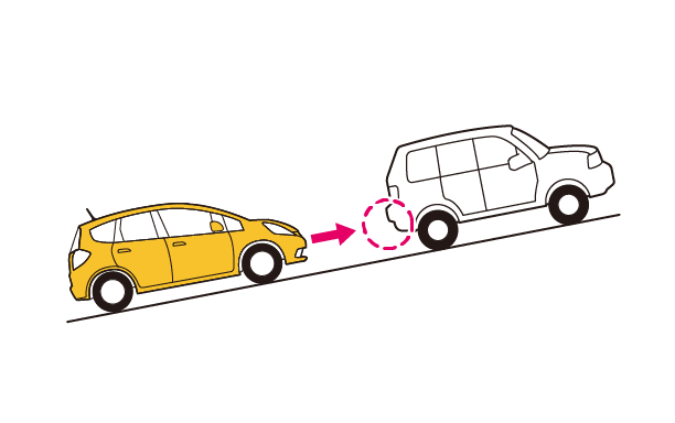 駐車場などの上り坂で前車を検知