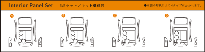 Interior Panel Set 6_Zbg^Lbg\} ԑ̌`ɂ4^Cvɕ܂B