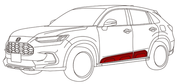 ボディーサイドモール位置