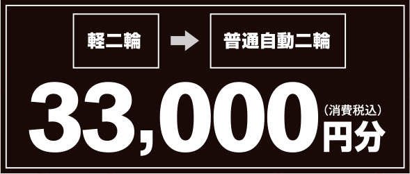 軽二輪→普通自動車二輪：33,330円分