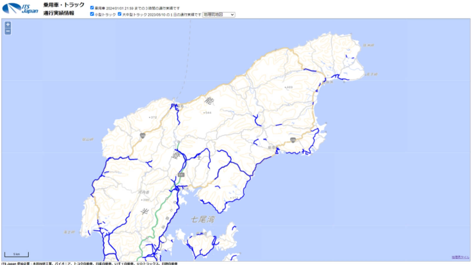 ITS Japan 乗用車・トラック通行実績情報