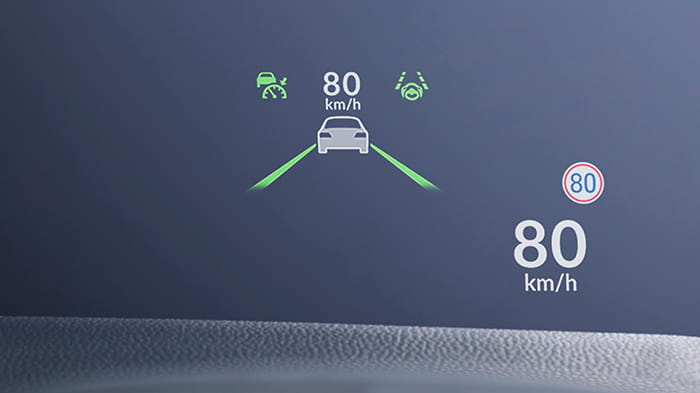 ヘッドアップディスプレー SENSING作動時