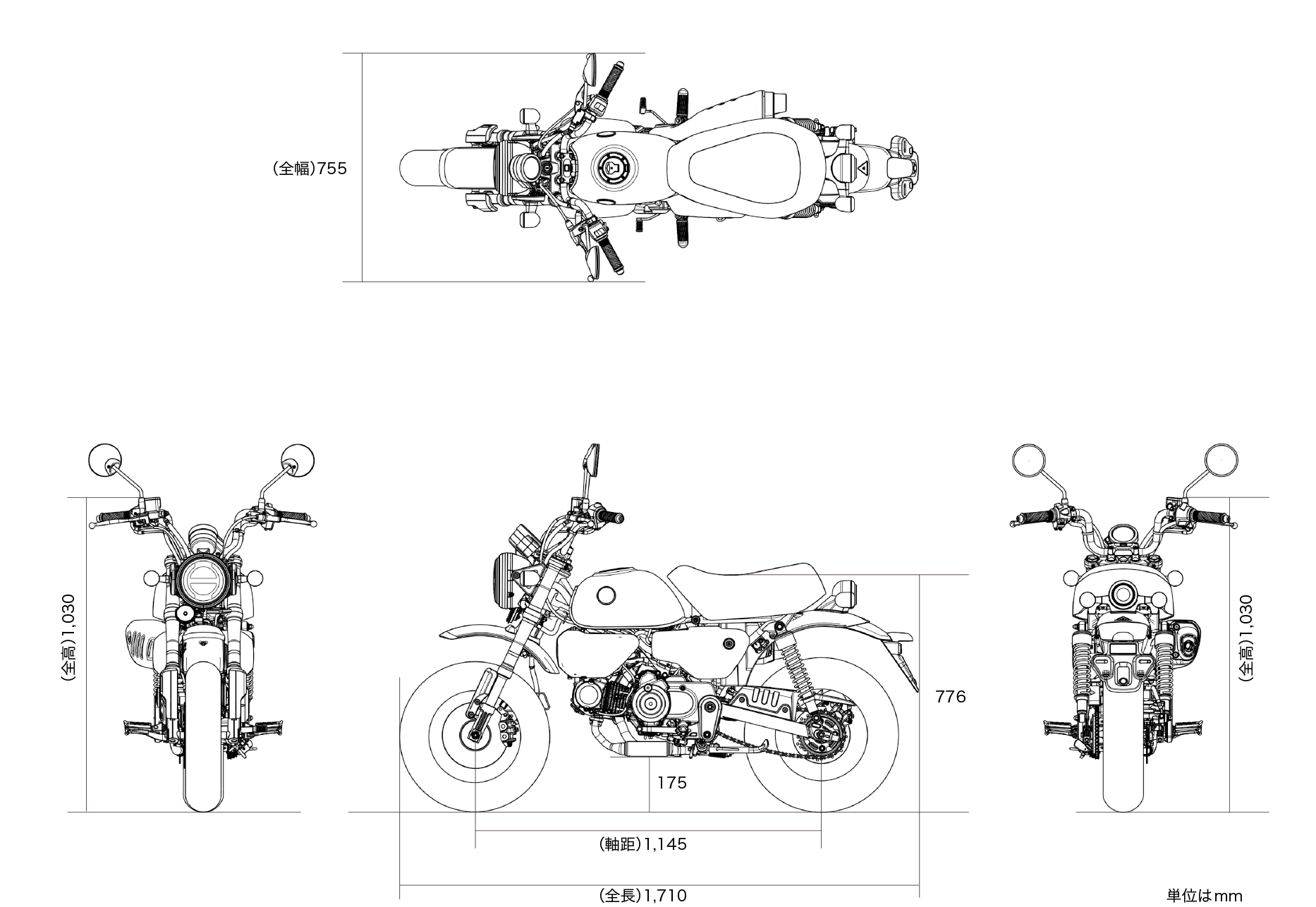 スペック サイズ Monkey125 Honda