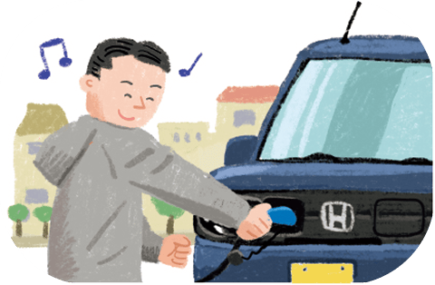 朝起きたら充電 イラスト