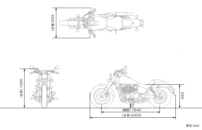 Honda バイク シャドウ ファントム 750 車体サイズ