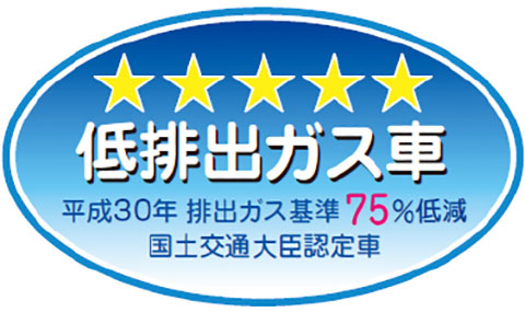 「平成30年排出ガス基準75%低減レベル」認定車