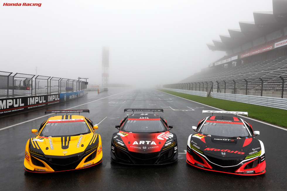 (左から)UPGARAGE NSX GT3、ARTA NSX GT3、Modulo KENWOOD NSX GT3