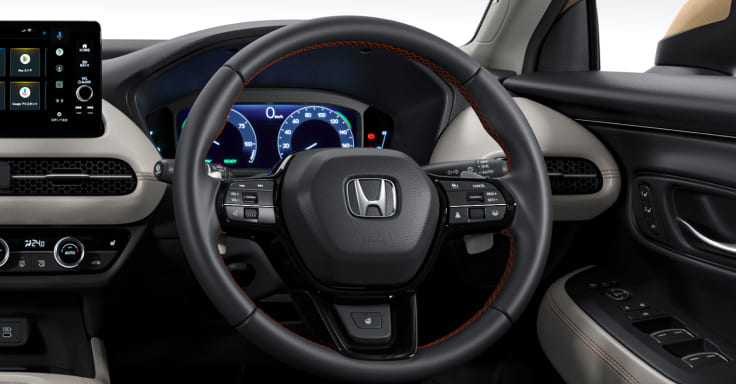 本革巻ステアリングホイール （スムースレザー） 〈オレンジステッチ〉