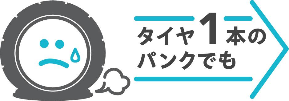 タイヤ1本のパンクでも