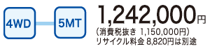 4WD^5MT 1,242,000~iŔ 1,150,000~jTCN8,820~͕ʓr