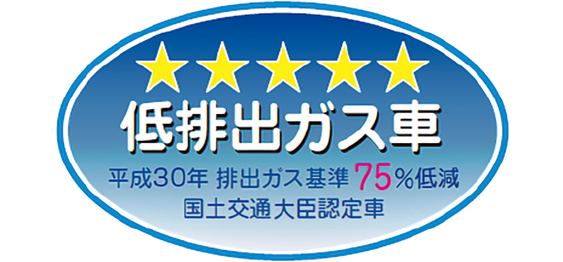 「平成30年排出ガス基準75％低減レベル」認定車