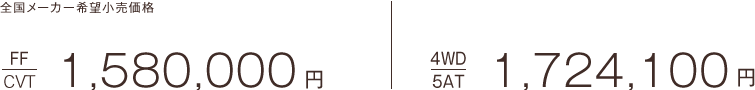 S[J[]i FF(CVT) 1,580,000~ GRJ[ 4WD(5AT)1,724,100~