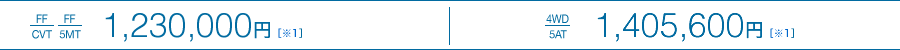 [FF/CVT][FF/5MT]1,230,000~[1] GRJ[FF(CVT)[4WD/5AT]1,405,600~[1]