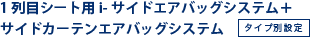 1列目シート用i-サイドエアバッグシステム+サイドカーテンエアバッグシステム