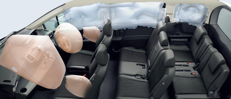 運転席用＆助手席用SRSエアバッグシステム、1列目シート用i-サイドエアバッグシステム、サイドカーテンエアバッグシステム