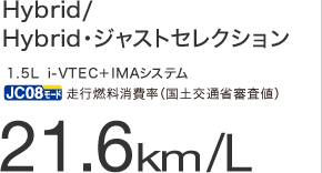 Hybrid/HybridEWXgZNV@GRJ[őΏێԁ@擾ŁEdʐŖƐŁ@1.5L i-VTEC{IMAVXe JC08[hsRiyʏȐRlj21.6km/L