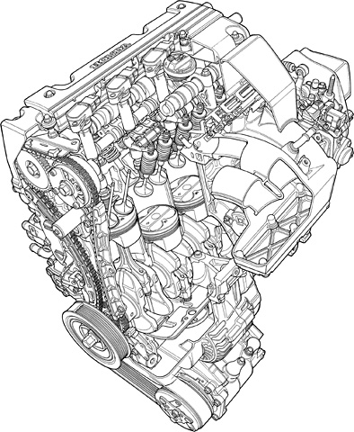 Honda インテグラ 06年9月終了モデル メカニズム 専用設計2 0l Dohc I Vtecエンジン イラスト