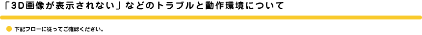 「3D画像が表示されない」などのトラブルと動作環境について ■下記フローに従ってご確認ください。