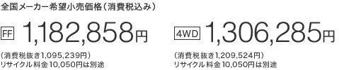 S[J[]iiō݁j[FF] 1,182,858~iŔ 1,095,239~jTCN10,050~͕ʓr@[4WD] 1,306,285~iŔ 1,209,524~jTCN10,050~͕ʓr