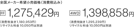 S[J[]iiō݁j[FF] 1,275,429~iŔ 1,180,953~jTCN10,050~͕ʓr@[4WD] 1,398,858~iŔ 1,295,239~jTCN10,050~͕ʓr