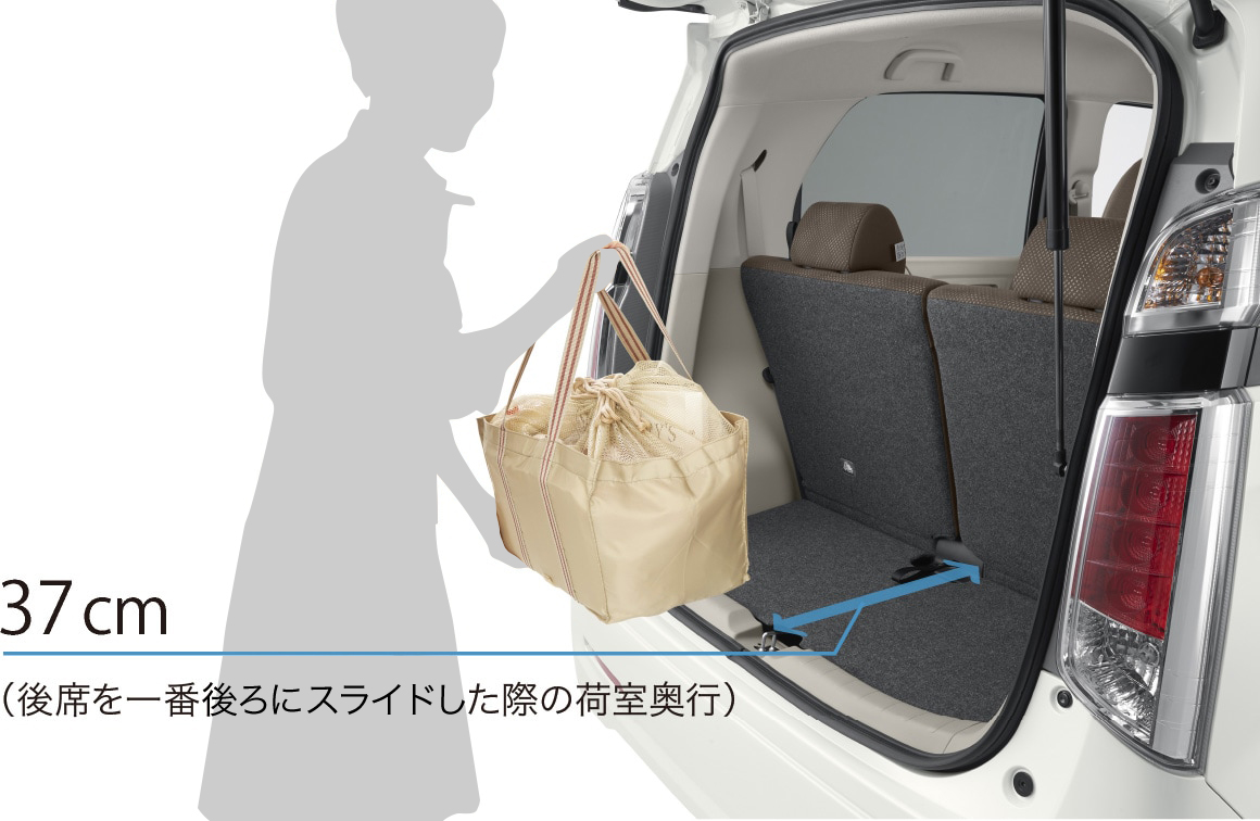 後席を一番後ろに下げても「使える」荷室