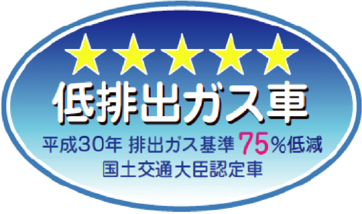 平成30年排出ガス基準75％低減レベル」認定車