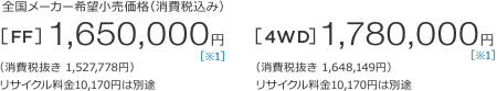 S[J[]iiō݁j[FF]1,650,000~ m1n iŔ 1,527,778~jTCN10,170~͕ʓr@[4WD]1,780,000~ m1n iŔ 1,648,149~jTCN10,170~͕ʓr