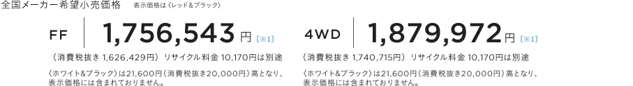 S[J[]i@\íqbhubNr FF 1,756,543~iŔ 1,626,429~jTCN 10,170~͕ʓr@4WD 1,879,972~iŔ 1,740,715~jTCN 10,170~͕ʓr