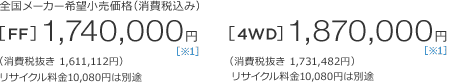 S[J[]iiō݁j[FF]1,740,000~m1niŔ1,611,112~jTCN10,080~͕ʓr@[4WD]1,870,000~m1niŔ1,731,482~jTCN10,080~͕ʓr