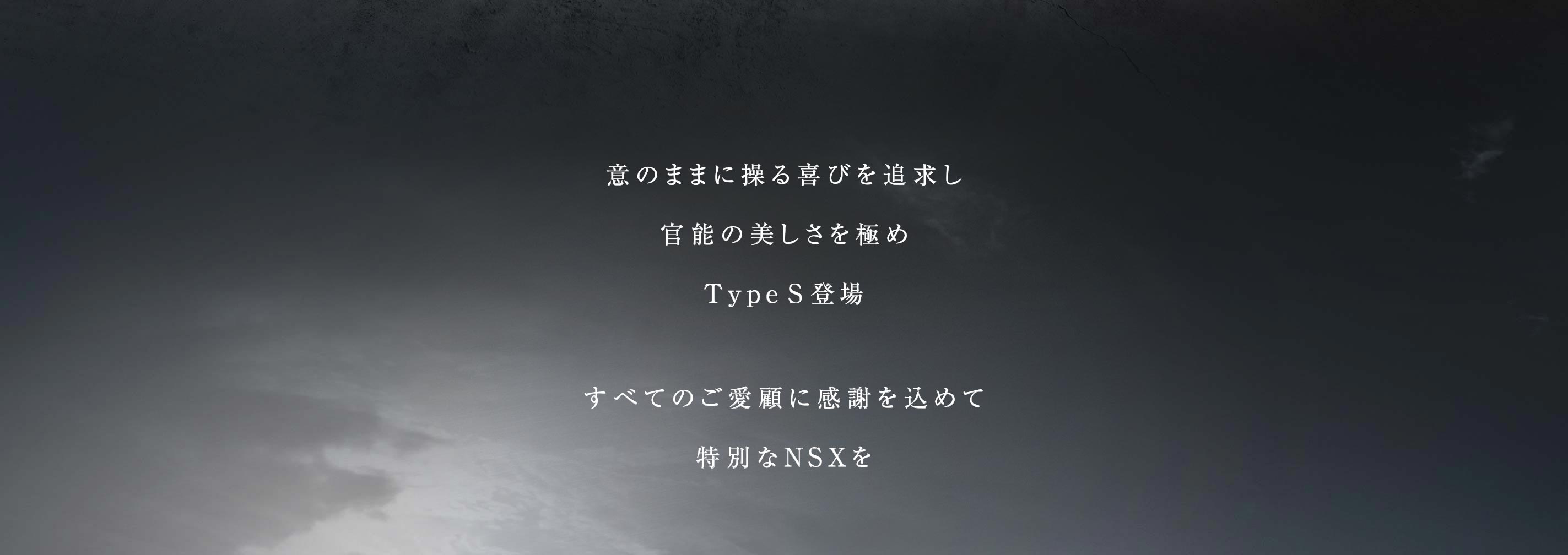 意のままに操る喜びを追求し 官能の美しさを極め Type S登場　すべてのご愛顧に感謝を込めて 特別なNSXを