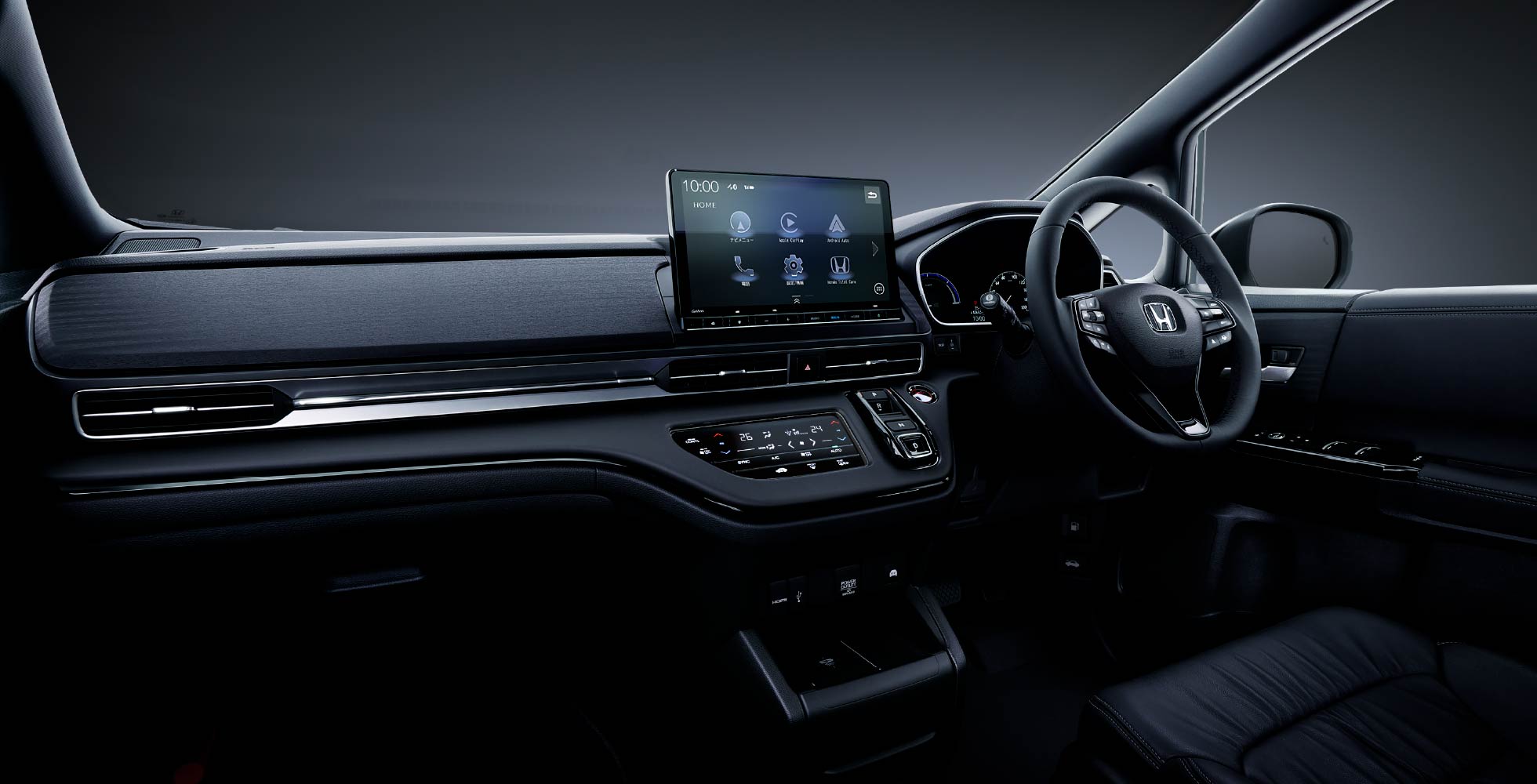 e:HEV ABSOLUTE・EX BLACK EDITION　ボディーカラーはプラチナホワイト・パール　ディーラーオプション装着車