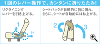 1回のレバー操作で、カンタンに折りたたみ!