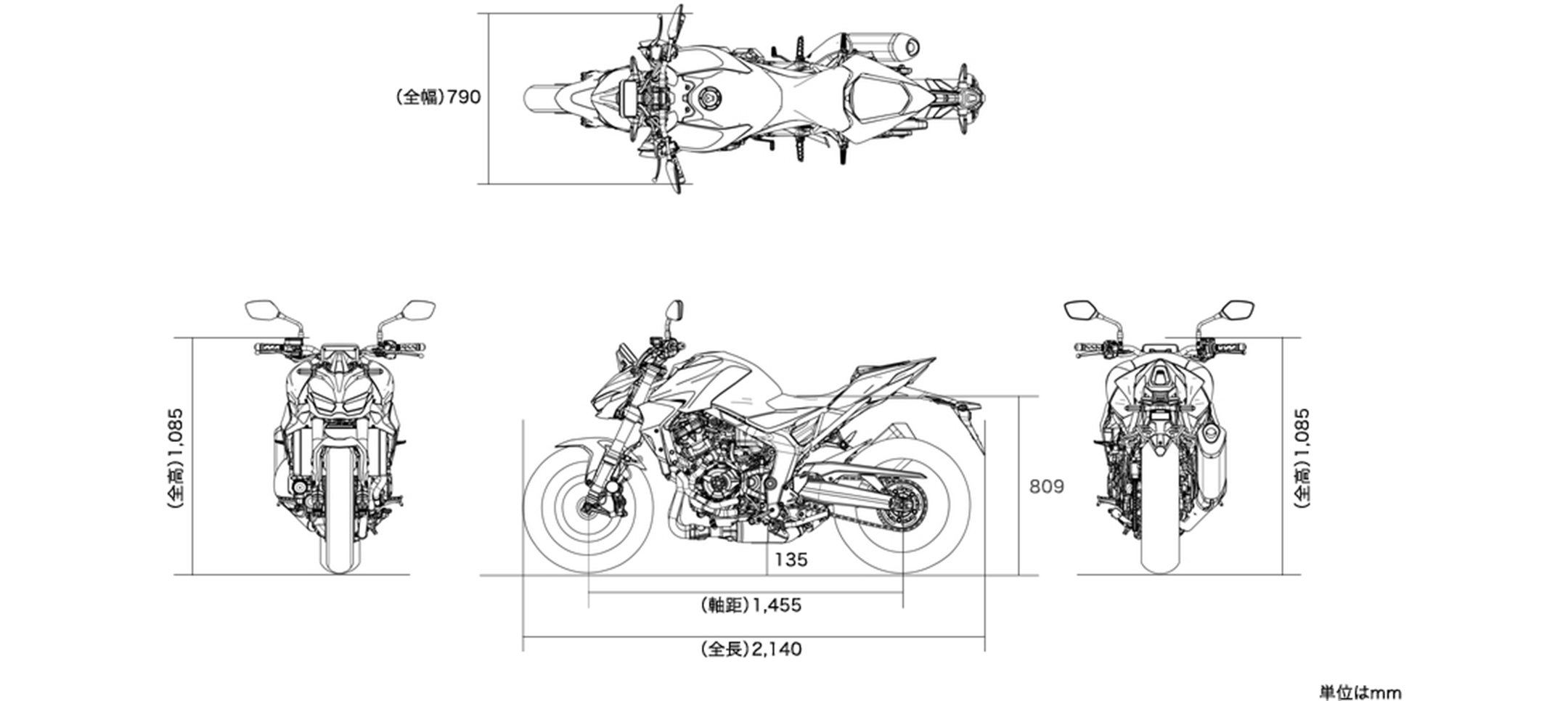 CB1000 HORNET SP 車体サイズ
