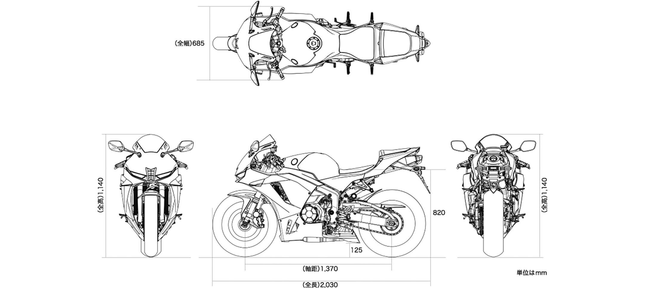 CBR600RR 車体サイズ