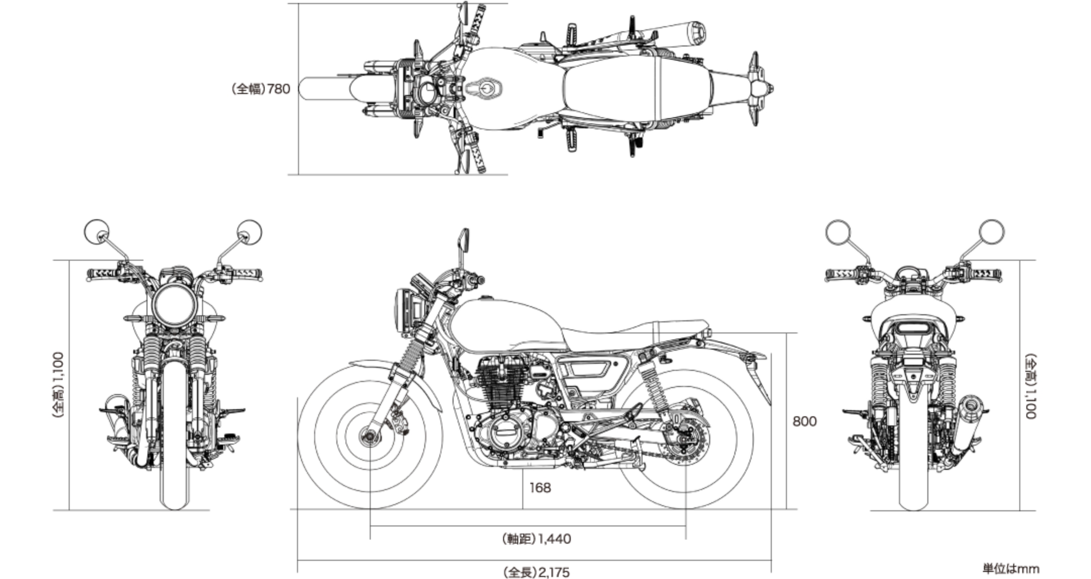 GB350 S 車体サイズ