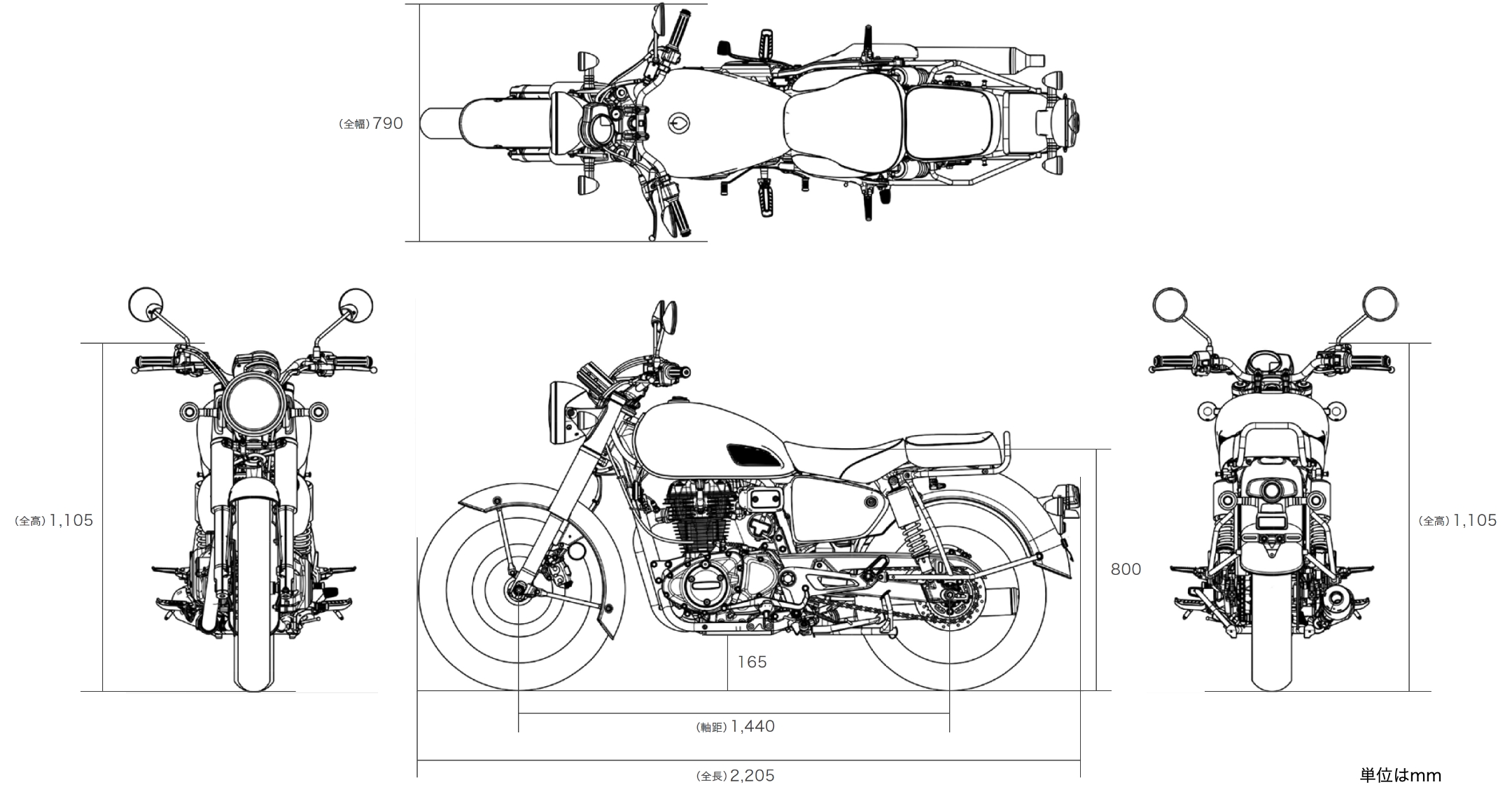 GB350 C 車体サイズ