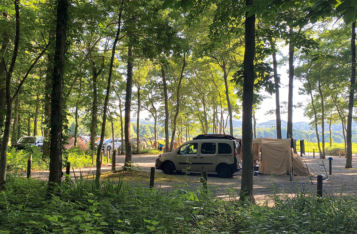 林間サイトは木々で仕切られているので、落ち着いて過ごせる