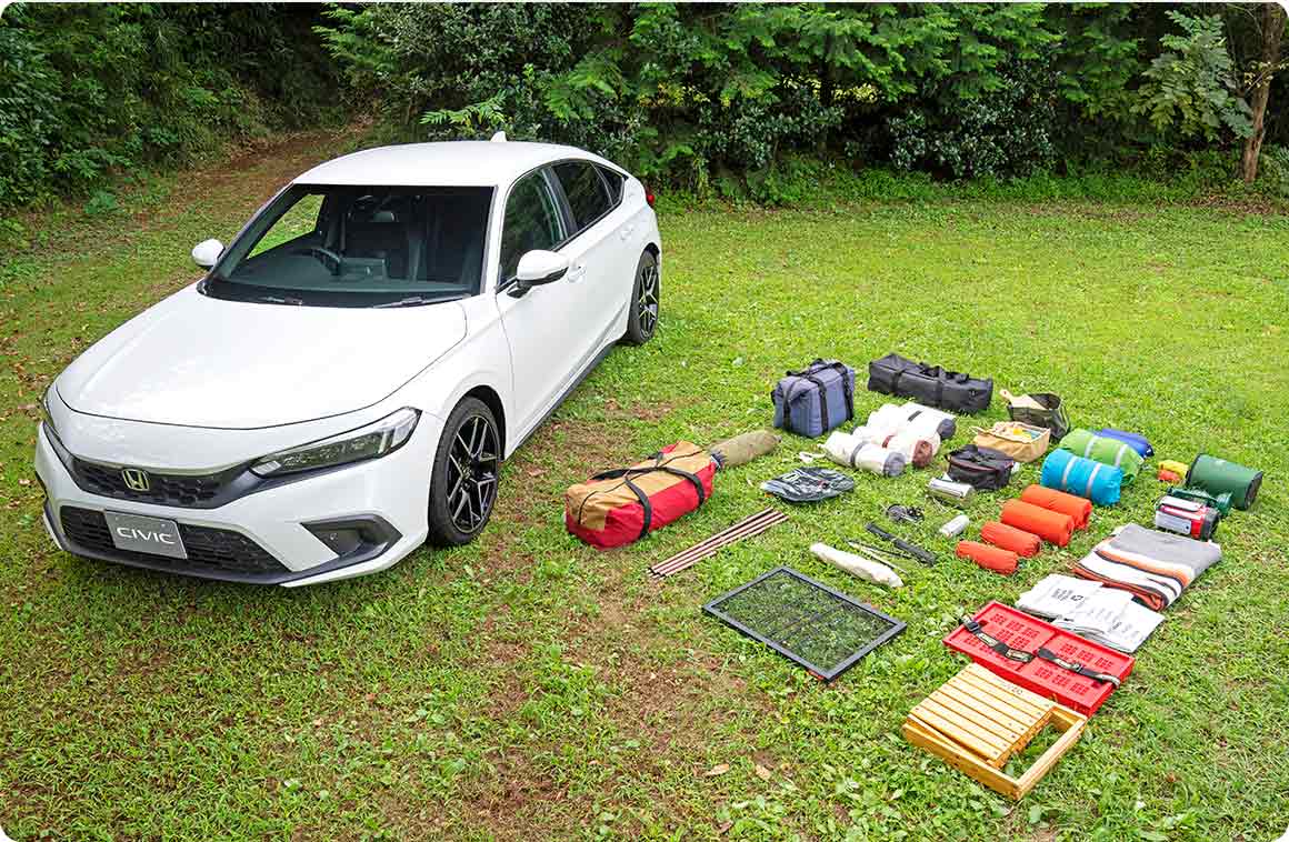 積んだキャンプ道具