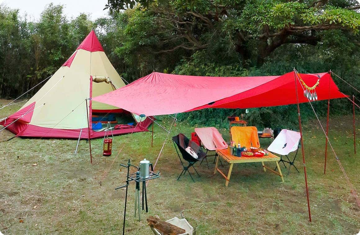 キャンプ道具設営後