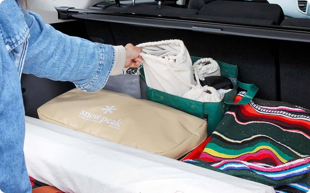 どの道具からでも取り出せる、機能的な積載のできあがり！