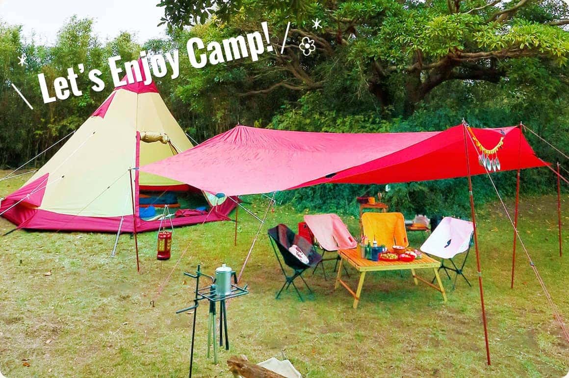 積んだキャンプ道具でこんなキャンプサイトが完成しました！