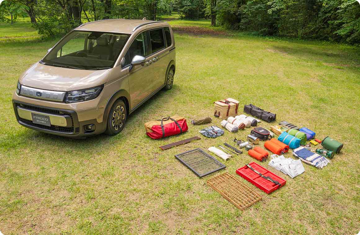 積んだキャンプ道具