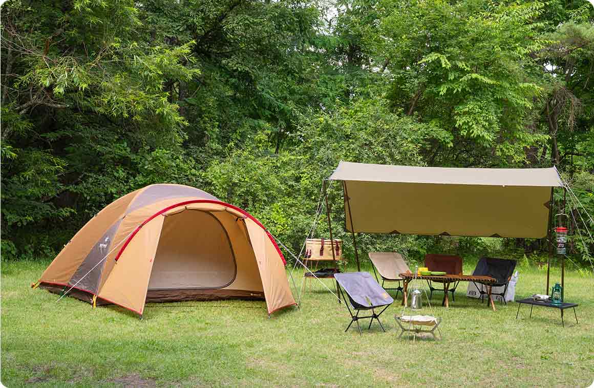 キャンプ道具設営後