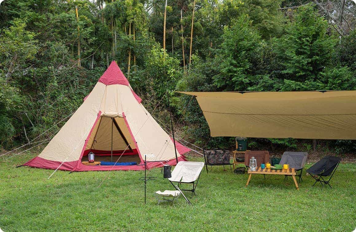 キャンプ道具設営後