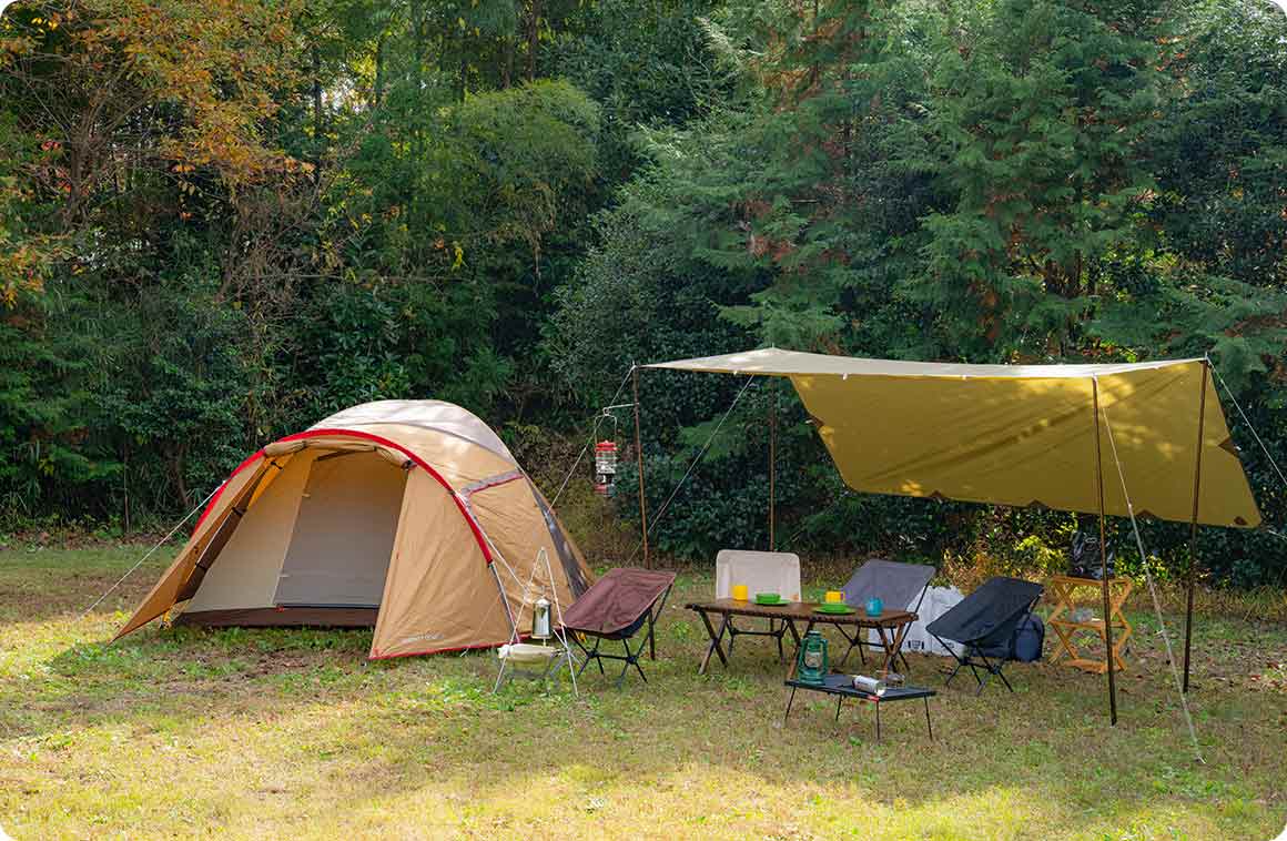 キャンプ道具設営後