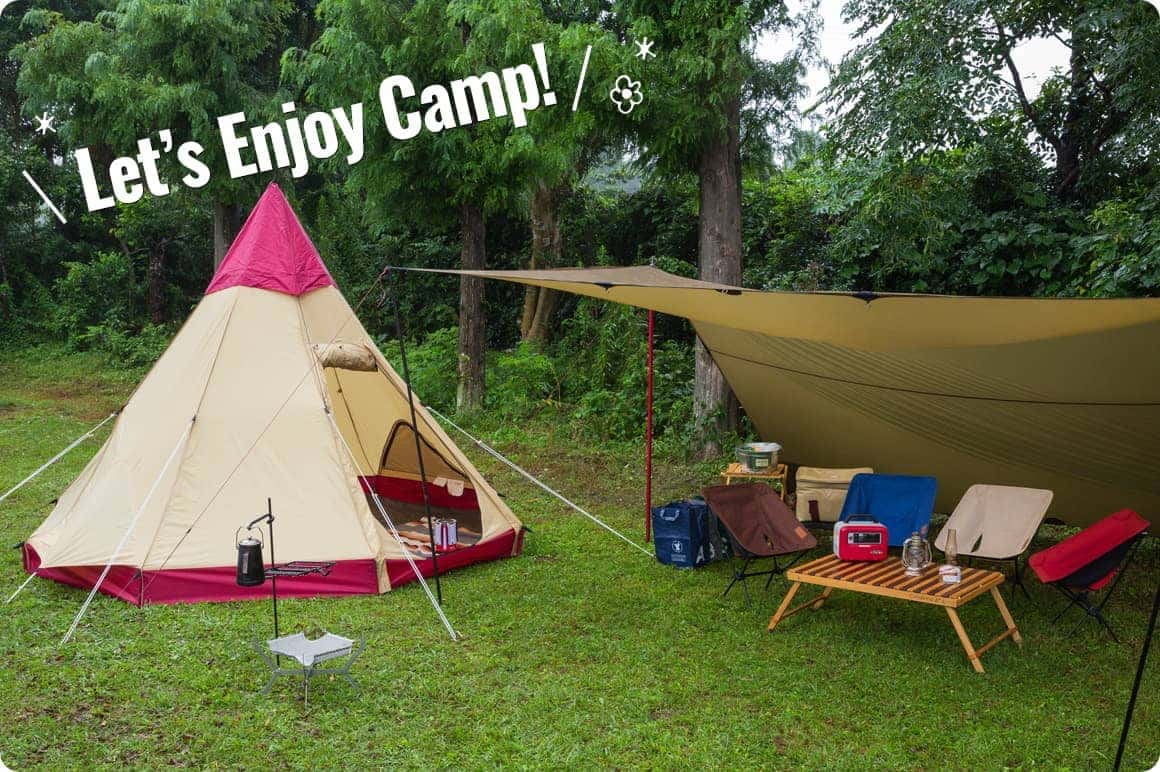 積んだキャンプ道具でこんなキャンプサイトが完成しました！